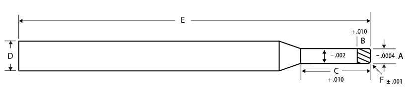 MITGI standard micro corner radius end mill with reach, 4 flute.