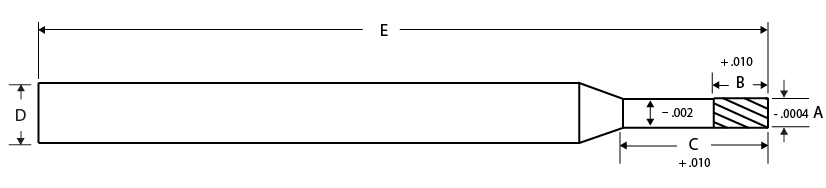 MITGI standard micro square end mill with reach, 4 flute.